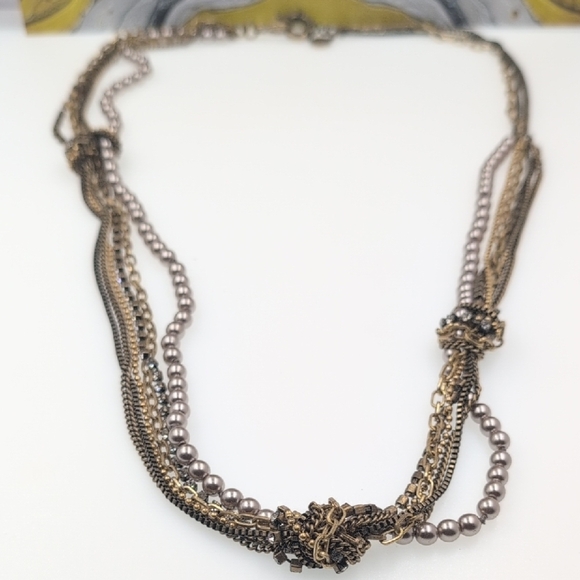 J. Crew Gold and Silver Multi-Strand Necklace Mini Disarray - Picture 1 of 5